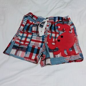 Mud Pie Crab Plaid Swim Shorts, 3T, Cotton